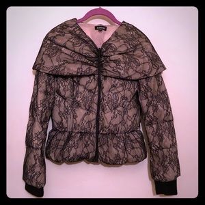 BEBE Black Lace puffer coat